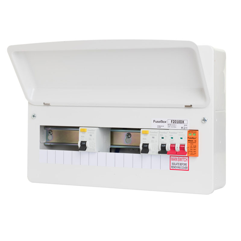 SPD 8 MCB's Live Electrical 100A 8 Usable Way Metal Clad Consumer Unit 