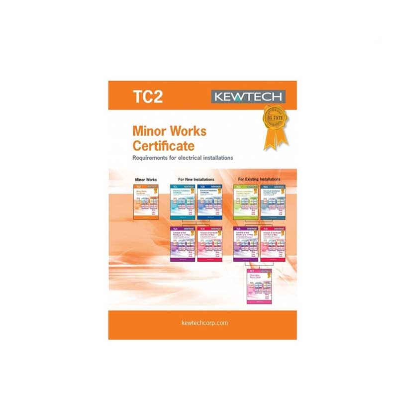 Kewtech TC2 Minor Works Certificate Requirements for Electrical Installations 