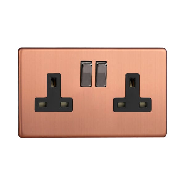 Varilight Power Grid Urban 2G 13A DP Switched Socket Screw Less Plate ...