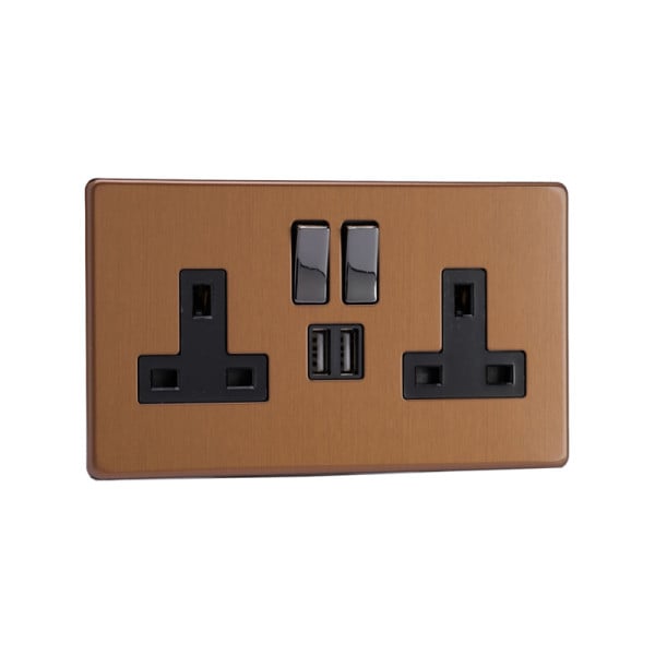 Varilight Power Grid Urban 2G 13A SP Switched Socket with USB Charging ...