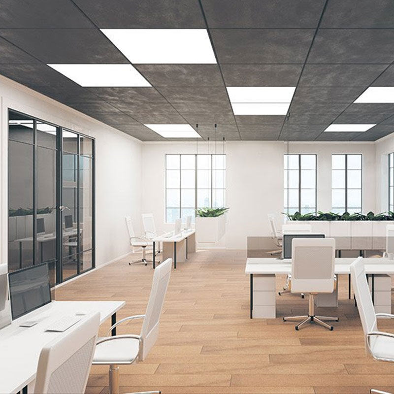 LED ceiling panels in an office