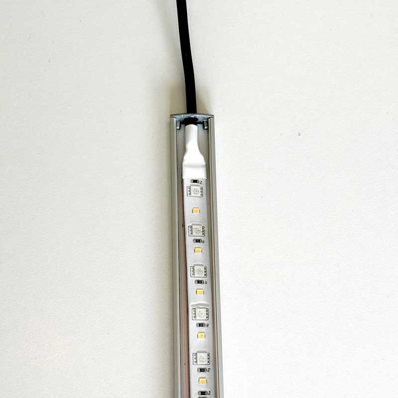 LED profile rail with cable entry