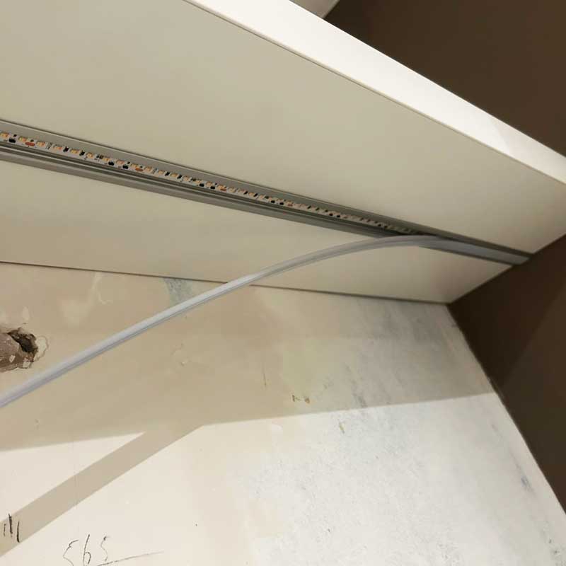 installing profile rail in led shelf lights